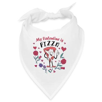Mein Valentin ist Pizza - Bandana - Weiß - Vorne