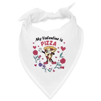 Mein Valentin ist Pizza - Bandana - Weiß - Vorne