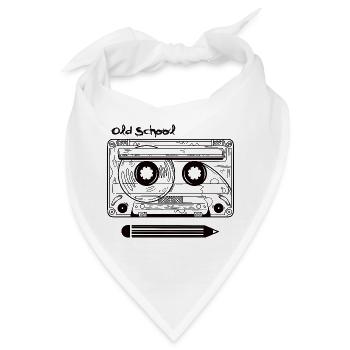 Retro Kassette und Stift - Bandana - Weiß - Vorne
