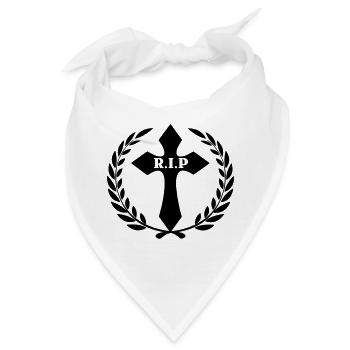 Kreuz im Lorbeerkranz RIP - Bandana - Weiß - Vorne