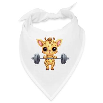 Trainierende Giraffe, Fitness Tierdesign - Bandana - Weiß - Vorne