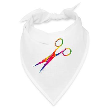 bunte Schere in Regenbogen Farben - Bandana - Weiß - Vorne