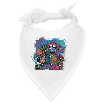 Monster-Fantasy-Doodle-Zeichnungsfiguren - Bandana - Weiß - Vorne