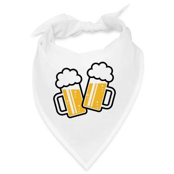 2 Bierkrüge Stoßen An, Prosit! (Bier Maßkrüge 2C) - Bandana - Weiß - Vorne