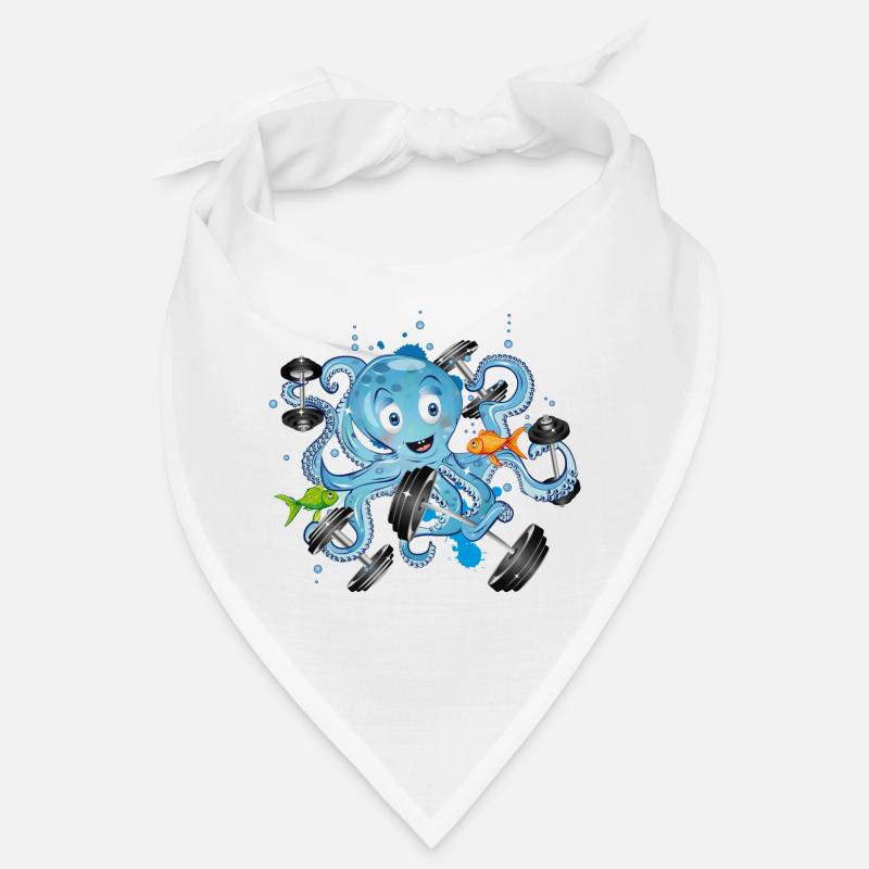 Bodybuilder Oktopus mit Hanteln beim Training Bandana