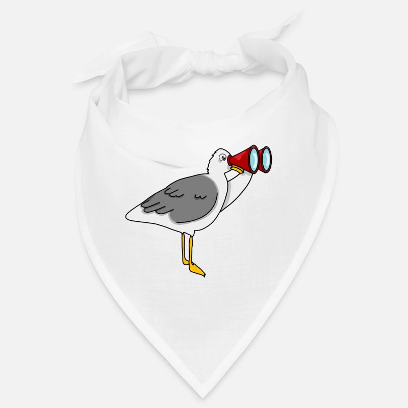 Seagull with binoculars looking at fish sandwich Bandana