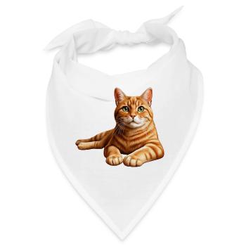Realistisches orange getigertes Katzenporträt - Bandana - Weiß - Vorne