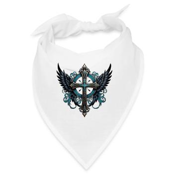 Kreuz mit Flügeln geschmückt. - Bandana - Weiß - Vorne