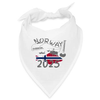 Norwegen 2025 Heilbutt mit Bergen und Elch Angeln - Bandana - Weiß - Vorne