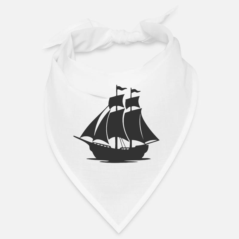 Mysteriöse Silhouette eines Segelschiffs - Bandana - Weiß