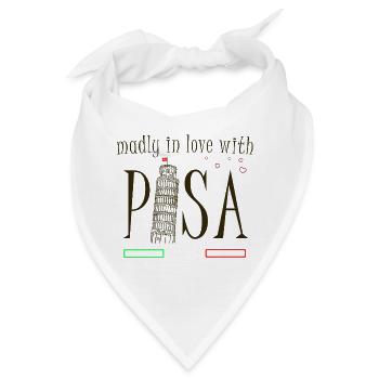 Verliebt in Pisa, Handzeichnung, schiefer Turm - Bandana - Weiß - Vorne
