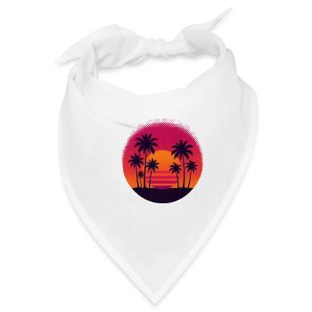Tropischer Sonnenuntergang mit Palmen - Bandana - Weiß - Vorne