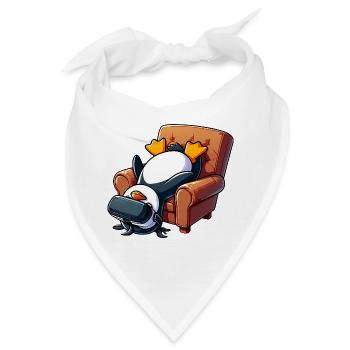 Lustiger Pinguin VR Gaming Zocker Nerd Sessel - Bandana - Weiß - Vorne