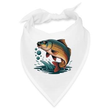 Springender Karpfen  - Bandana - Weiß - Vorne