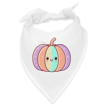 Gestreifter Kawaii Pastell Kürbis - Bandana - Weiß - Vorne