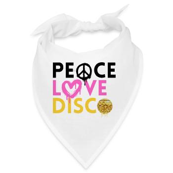 Peace Love Disco Neon Retro Art - Bandana - Weiß - Vorne