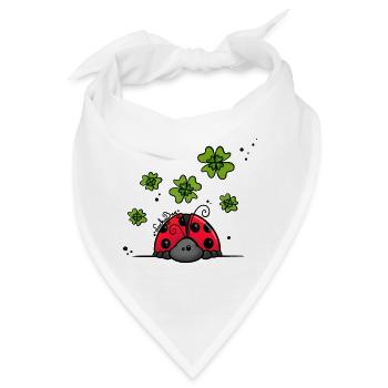 Marienkäfer mit Glücksklee - Bandana - Weiß - Vorne
