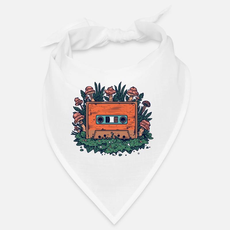 Retro cassette and forest mushrooms Bandana