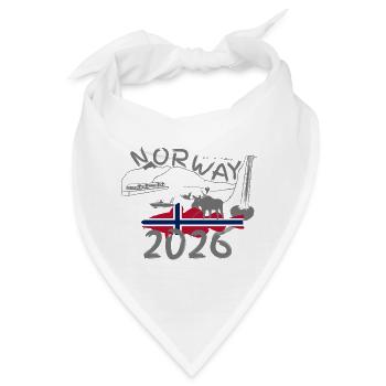 Norwegen 2026 Dorsch mit Bergen und Elch Angeln - Bandana - Weiß - Vorne