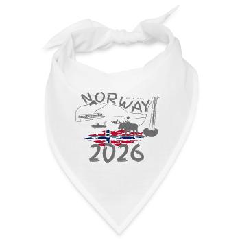Norwegen 2026 Hering mit Bergen und Elch Angeln - Bandana - Weiß - Vorne