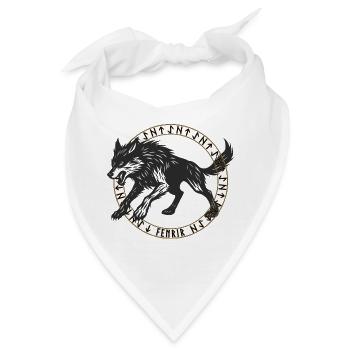 Fenrir im Wikinger-Runen-Kreis  - Bandana - Weiß - Vorne