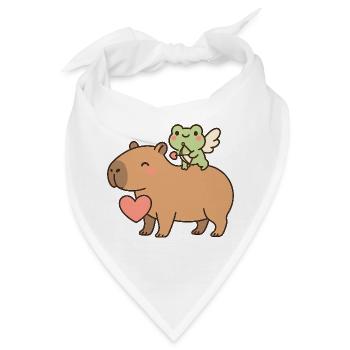 Capybara & Amor-Frosch – Süßes Valentinsmotiv - Bandana - Weiß - Vorne