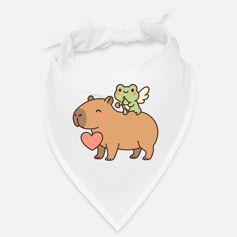 Capybara & Grenouille Cupidon – Motif de la Saint-Valentin Bandana