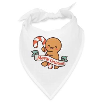 Gingige Weihnachten mit Stock und Band - Bandana - Weiß - Vorne