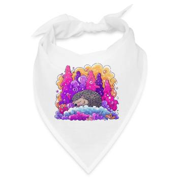 Schlafender Igel im Neonwald - Bandana - Weiß - Vorne