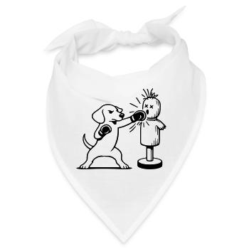 sparring dackel boxen line art  - Bandana - Weiß - Vorne