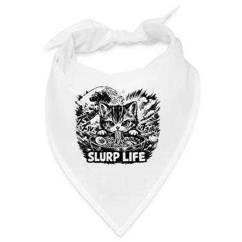Kawaii Katze Ramen Nudeln Anime Katze - Bandana - Weiß - Vorne