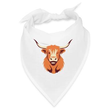 Orangener Langhorn-Stier Kopf - Bandana - Weiß - Vorne