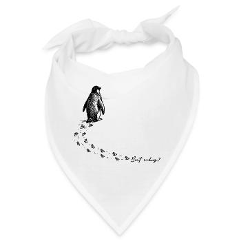 But why? Pinguin Meme Fußspuren Doodle Gekritzel  - Bandana - Weiß - Vorne