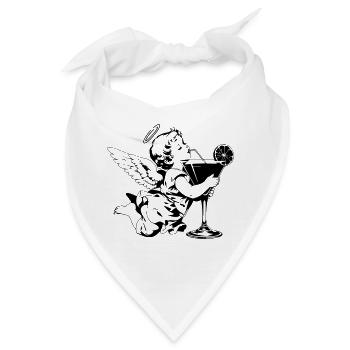 Cocktail Engel – Cherub mit Drink im Glas - Bandana - Weiß - Vorne