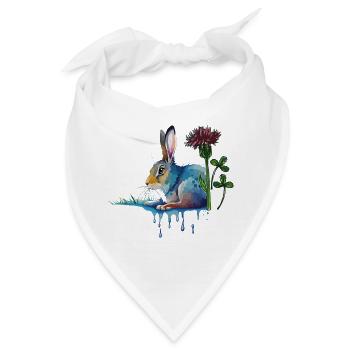 bunter Hase mit Klee - Bandana - Weiß - Vorne