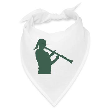 Bläser Silhouette mit Blockflöte - Bandana - Weiß - Vorne
