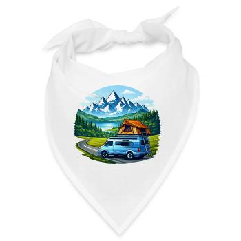 Vanlife Camper Illustration Bergmotiv - Bandana - Weiß - Vorne