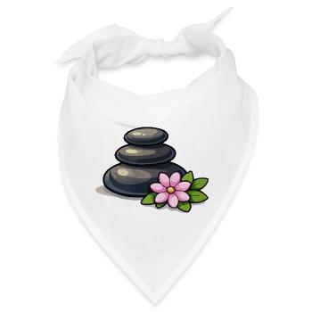 Zen Steinpyramide mit Lotus - Bandana - Weiß - Vorne