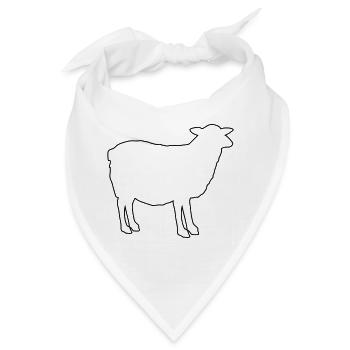 Schafsilhouette Kontur-Design - Bandana - Weiß - Vorne