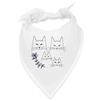 Katzen mit Blumenranke - Bandana - Weiß - Vorne