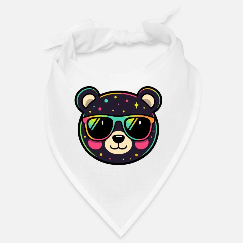 Polychromer Neon-Panda mit Brille Bandana