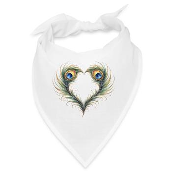 Pfauenfeder Herz Ornament Boho Geschenk - Bandana - Weiß - Vorne