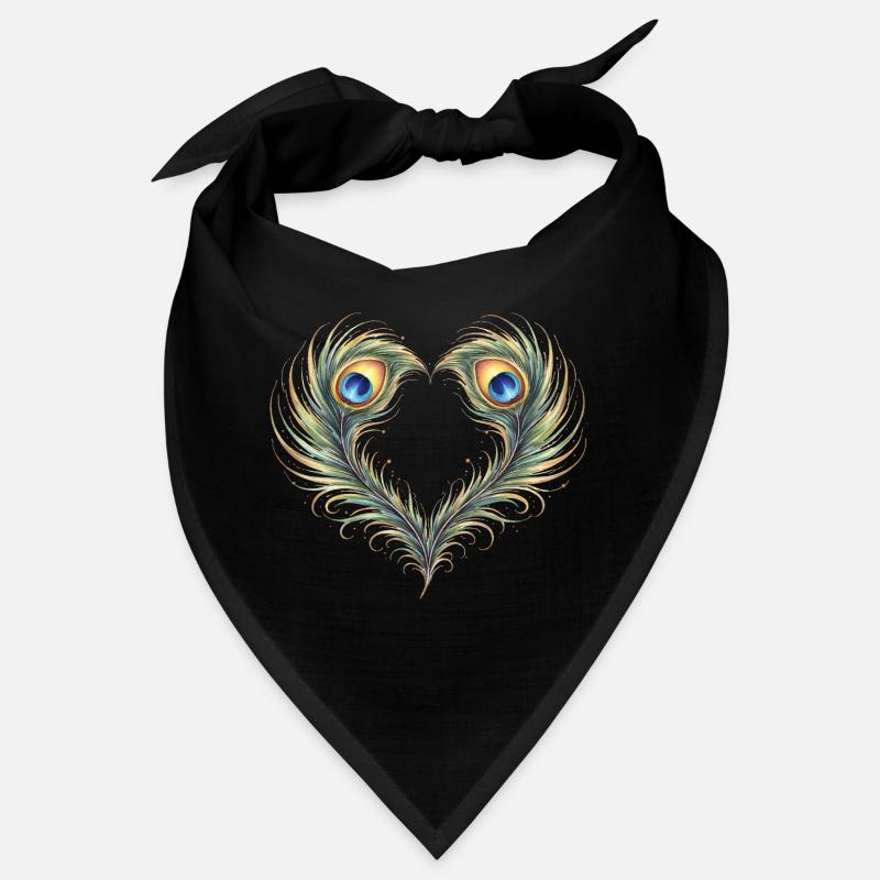 Peacock Feather Heart Ornament Boho Gift Bandana