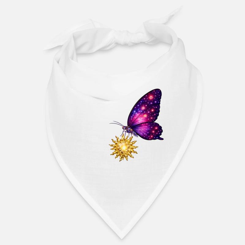 Soleil doré et papillon de l’espace. Bandana