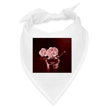 Orchideenblüten und Lupe - Bandana - Weiß - Vorne