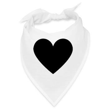 schwarzes Herz - minimalistischer Look - Bandana - Weiß - Vorne