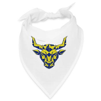 Geometrischer Stierkopf Gelb-Navy  - Bandana - Weiß - Vorne