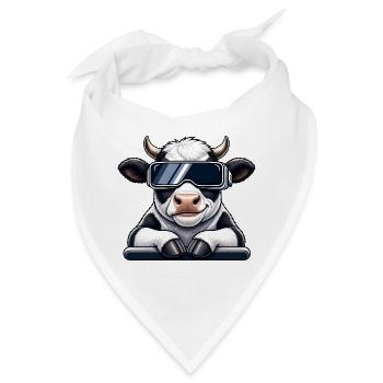 Coole Kuh Landwirt Farmer Bauer Cartoon VR Zocker - Bandana - Weiß - Vorne