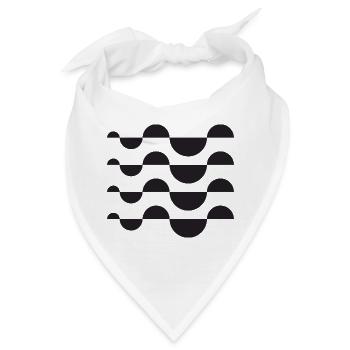 Monochromes Wellenkreisgitter - Bandana - Weiß - Vorne