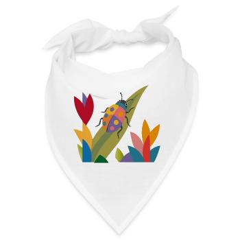 Buntes Insekt im Blumenfeld – Naturmotiv - Bandana - Weiß - Vorne